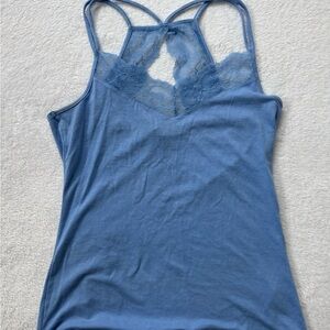 White House black market Blue Lace Trim Tank Top